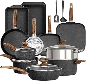 DishDelight Pots and Pans Sets Non Stick Induction Hob Pan Set 17pcs